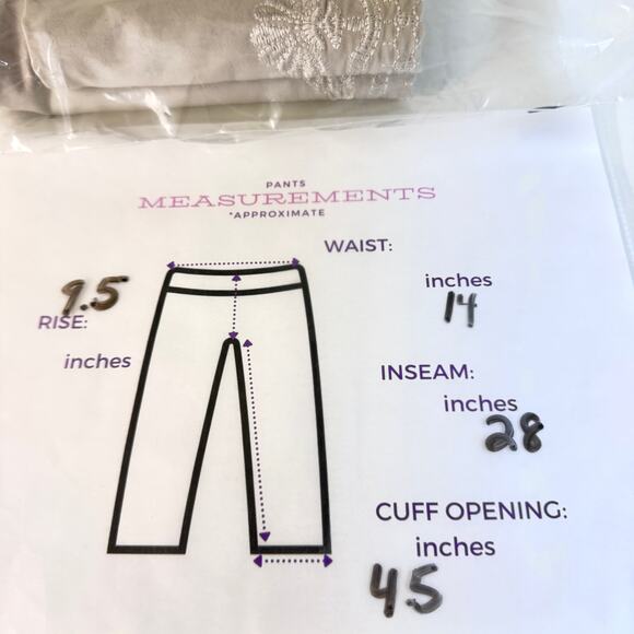 Johnny Was JW Los Angeles Leggings Size S Embroidered Boho Neutral Greige - Picture 7 of 7